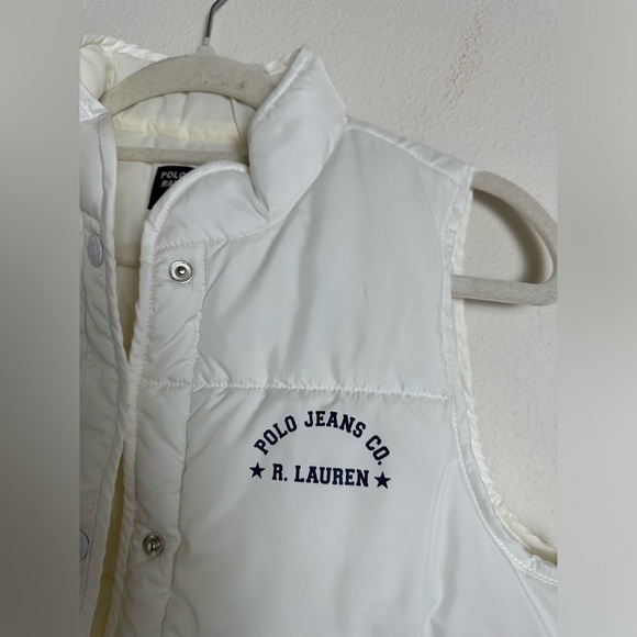 Polo Ralph Lauren white puffer quilted vest Y2K preppy S - Picture 3 of 7